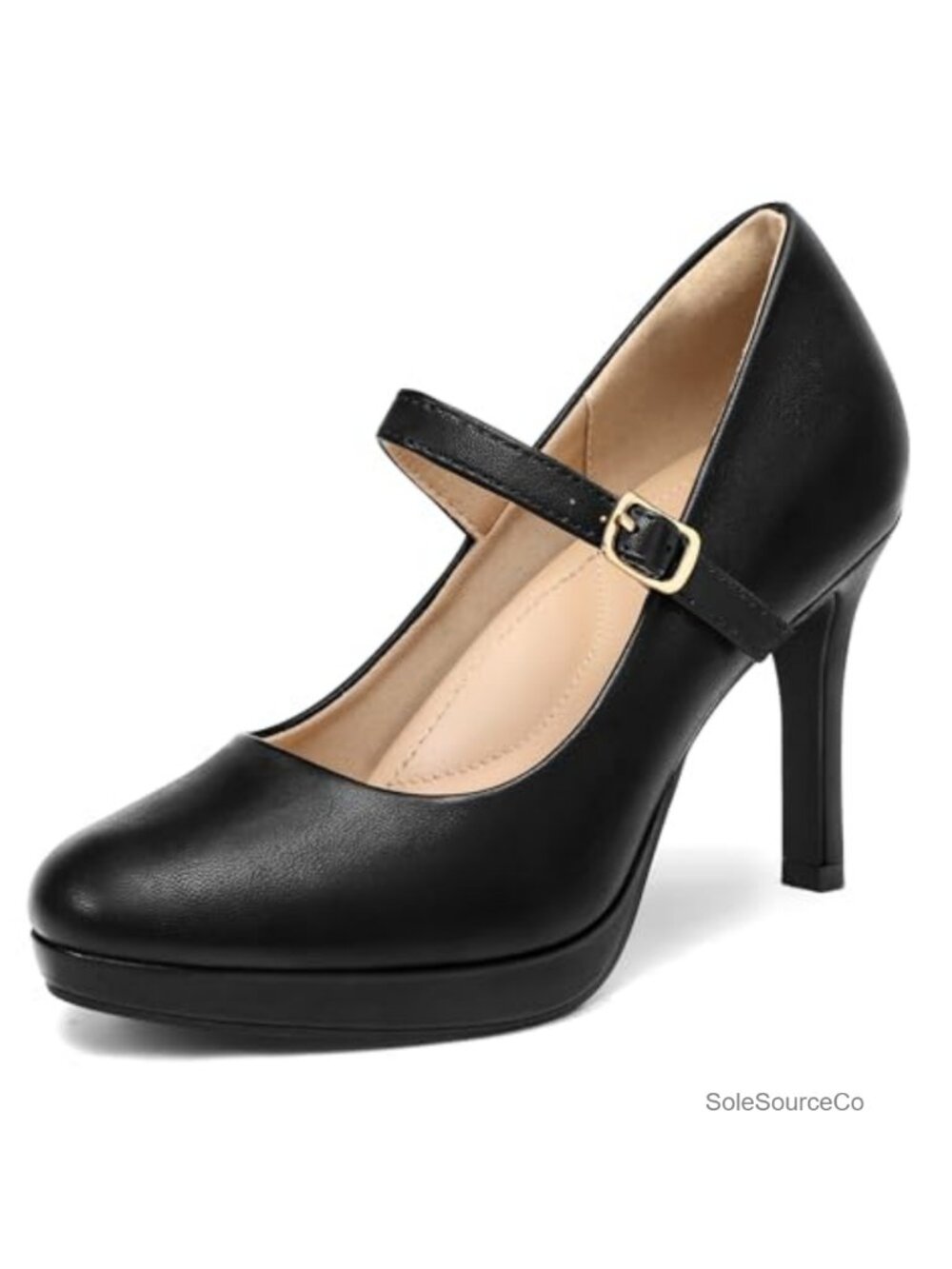 Women's Mary Jane Pumps Round Toe Stiletto Heel Dress Shoes with Buckle Closure